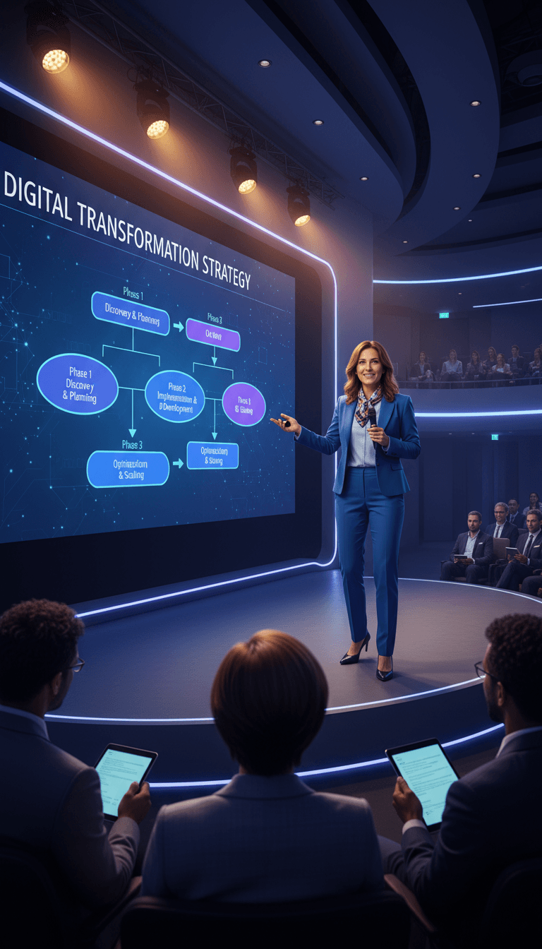Industry leader sharing FM career insights on stage